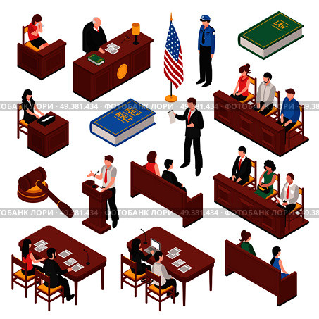  Law and order isometric set of jury court policeman lawyer witness prosecutor victim mallet isolated vector illustration. Law And Order Isometric Set. Стоковая иллюстрация, агентство Ingram Publishing / Фотобанк Лори