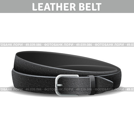  Leather Belt Illustration . Black realistic curled leather belt with metal buckle isolated vector illustration . Стоковая иллюстрация, агентство Ingram Publishing / Фотобанк Лори