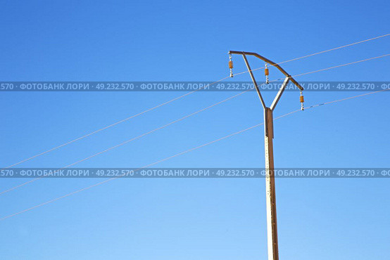   utility pole in africa morocco energy and distribution pylon. Стоковое фото, агентство Ingram Publishing / Фотобанк Лори