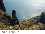 Вид с Карадага на море и проплывающий экскурсионный теплоход (2006 год). Стоковое фото, фотограф Олег Титов / Фотобанк Лори