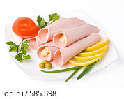 Рулеты из кусочков вареной колбасы и сыра с чесноком и майонезом. Стоковое фото, фотограф Мельников Дмитрий / Фотобанк Лори