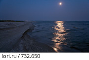 Ночное море и лунная дорожка. Стоковое фото, фотограф Юрий Брыкайло / Фотобанк Лори