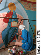 Роспись стен в храме (2008 год). Редакционное фото, фотограф Максим Попурий / Фотобанк Лори