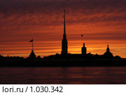 Силуэт Петропавловки на закате (2008 год). Стоковое фото, фотограф Владимир Трифонов / Фотобанк Лори