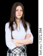 Красивая молодая девушка на черном фоне. Стоковое фото, фотограф pzAxe / Фотобанк Лори