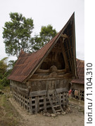 Дом в деревне батаков на острове Самосир (Суматра, Индонезия) (2008 год). Стоковое фото, фотограф Пётр Соболев / Фотобанк Лори