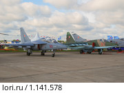 Учабно-тренировочный самолет Як-130 и штурмовик Су-25СМ (121АРЗ) (2009 год). Редакционное фото, фотограф Алёшина Оксана / Фотобанк Лори