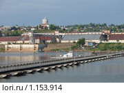 Понтонный мост через реку Белую (Агидель). Город Бирск, Башкирия. (2008 год). Стоковое фото, фотограф Анна Магид / Фотобанк Лори