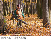 Уборка опавшей листвы (2009 год). Редакционное фото, фотограф Сергей Лаврентьев / Фотобанк Лори