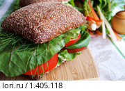 Сандвич из ржаного хлеба с помидорами, сыром и зеленью. Стоковое фото, фотограф Татьяна Емшанова / Фотобанк Лори