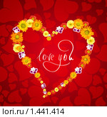 Открытка с сердечками, цветами и надписью i love you. Стоковое фото, фотограф Ярослав Данильченко / Фотобанк Лори
