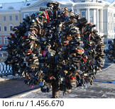 Дерево с замками новобрачных на Лужковом мосту. Москва (2010 год). Редакционное фото, фотограф E. O. / Фотобанк Лори