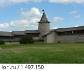 Псков. Троицкая башня и фрагмент крепостной стены (2009 год). Стоковое фото, фотограф Наталия Журавлёва / Фотобанк Лори
