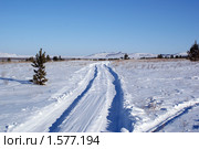 Забайкалье. Лесостепь в долине р. Ага зимой. Зимняя дорога. Стоковое фото, фотограф Валерий Лаврушин / Фотобанк Лори