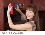 Девушка ухаживает за мебелью. Стоковое фото, фотограф Яков Филимонов / Фотобанк Лори