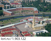 Петербург с высоты птичьего полёта. Петропавловский Собор, Кронверкская набережная и Музей Артиллерии. (2010 год). Стоковое фото, фотограф Александр Тарасенков / Фотобанк Лори