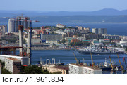 Строительство моста через бухту Золотой Рог, г. Владивосток (2010 год). Стоковое фото, фотограф Пьянков Александр / Фотобанк Лори
