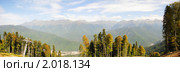 Осень в горах Красной Поляны (панорама) Стоковое фото, фотограф Анна Мартынова / Фотобанк Лори