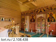 Интерьер сельского деревянного храма. Стоковое фото, фотограф Наталья Волкова / Фотобанк Лори