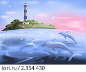 Рассвет на море. Стоковая иллюстрация, иллюстратор Евгения Малахова / Фотобанк Лори