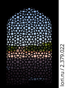 Вид сквозь резную каменную решётку окна в башне Хумаюн (Humayun's Tomb), Дели, Индия. Стоковое фото, фотограф Дмитрий Рухленко / Фотобанк Лори