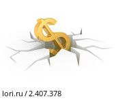 Знак доллара в трещине. Стоковая иллюстрация, иллюстратор Маринченко Александр / Фотобанк Лори