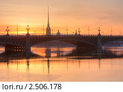 Санкт-Петербург. Вид на Троицкий мост и Петропавловскую крепость. Стоковое фото, фотограф Литвяк Игорь / Фотобанк Лори