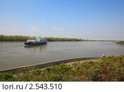 Буксировка водоизмещающего пассажирского судна в затон (2011 год). Редакционное фото, фотограф Юлия Машкова / Фотобанк Лори