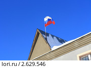 Флаг России на крыше администрации (2010 год). Стоковое фото, фотограф Анатолий Матвейчук / Фотобанк Лори