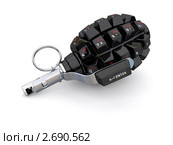 Модель компьютерной клавиатуры в виде осколочной гранаты на белом фоне. Стоковая иллюстрация, иллюстратор Владимир Чернов / Фотобанк Лори