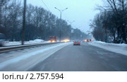 Зимняя дорога. Новосибирск. Стоковое видео, видеограф Игорь Жоров / Фотобанк Лори