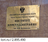 Вывеска института кристаллографии (2011 год). Редакционное фото, фотограф SevenOne / Фотобанк Лори