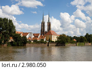 Город Вроцлав, вид на Тумский остров и кафедральный собор (2010 год). Стоковое фото, фотограф Солодовникова Елена / Фотобанк Лори