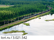 Локомотив с вагонами, вид сверху. Стоковое фото, фотограф Кекяляйнен Андрей / Фотобанк Лори