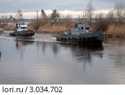 Буксиры на Новоладожском канале. Шлиссельбург (2011 год). Стоковое фото, фотограф Виктор Карасев / Фотобанк Лори