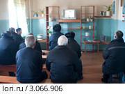 Арестантские будни. Просмотр телевизора (2011 год). Редакционное фото, фотограф Александр Подшивалов / Фотобанк Лори