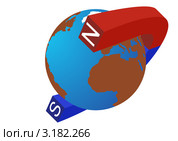 Магнитные полюса Земли. Стоковая иллюстрация, иллюстратор Сергей Скрыль / Фотобанк Лори