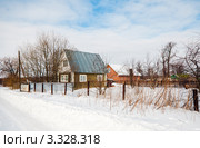 Зимний пейзаж с дачным посёлком в солнечную погоду. Стоковое фото, фотограф Игорь Низов / Фотобанк Лори