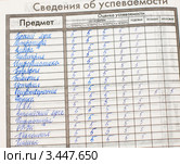 Страница школьного дневника с отличными годовыми оценками. Стоковое фото, фотограф Игорь Низов / Фотобанк Лори