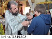Ребенку отстригают прядь волос (Обряд Крещения) (2012 год). Редакционное фото, фотограф Мастепанов Павел / Фотобанк Лори