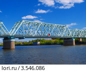 Даниловский (Кожуховский) железнодорожный мост через Москву-реку. Стоковое фото, фотограф SevenOne / Фотобанк Лори
