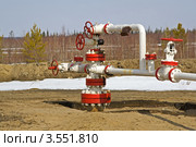Обвязка устья нефтяной скважины. Стоковое фото, фотограф Анатолий Ефимов / Фотобанк Лори