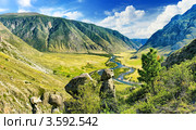 Алтай. Вид на долину реки Чулышман. Стоковое фото, фотограф Beerkoff / Фотобанк Лори