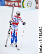 Лыжница  Aurelie Revillet на чемпионате FIS Alpine Ski World Cup 2011/2012. Редакционное фото, фотограф Анна Мартынова / Фотобанк Лори