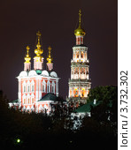 Новодевичий монастырь ночью, Москва (2009 год). Редакционное фото, фотограф Julia Shepeleva / Фотобанк Лори