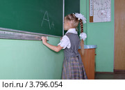 Первоклассница у доски. Стоковое фото, фотограф Илюхина Наталья / Фотобанк Лори