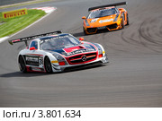 Автомобиль Mercedes-Benz команды ALL-INKL.COM MUNNICH Motosport участвует в Чемпионате Eвропы FIA GT3 на трассе "Moscow Raceway" в Подмосковье (2012 год). Редакционное фото, фотограф Николай Винокуров / Фотобанк Лори