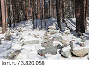 Священное место Обо вблизи поселка Аршан, Сибирь, Россия. Стоковое фото, фотограф Игорь Долгов / Фотобанк Лори