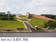 Вид на Нижний Новгород и Чкаловскую лестницу с Волги (2012 год). Стоковое фото, фотограф Igor Lijashkov / Фотобанк Лори