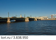 Санкт-Петербург, Дворцовый мост на Неве и Васильевский остров со зданием Биржи и Ростральными колоннами (2012 год). Редакционное фото, фотограф ИВА Афонская / Фотобанк Лори